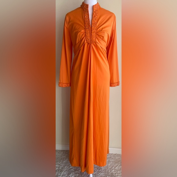 Vintage Dresses & Skirts - VINTAGE DREAM AIDA’S FASHION HOUSE ILOILO CITY BEADED, EMBELLISHED MAXI GOWN